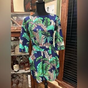 EUC  BOHOO parrot print overall short One Piece jumpsuit